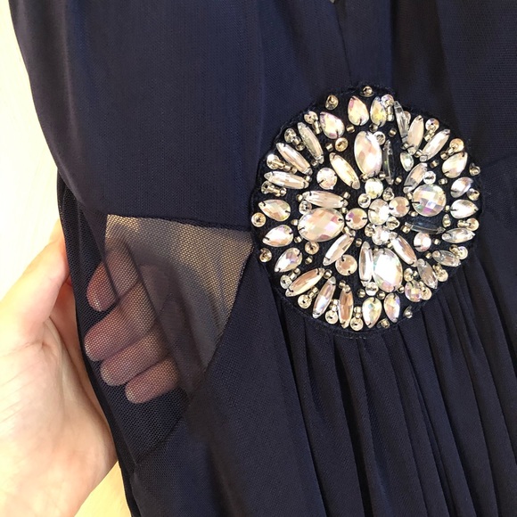 B. Darlin Navy Blue Embellished Open Back Dress - Picture 4 of 13